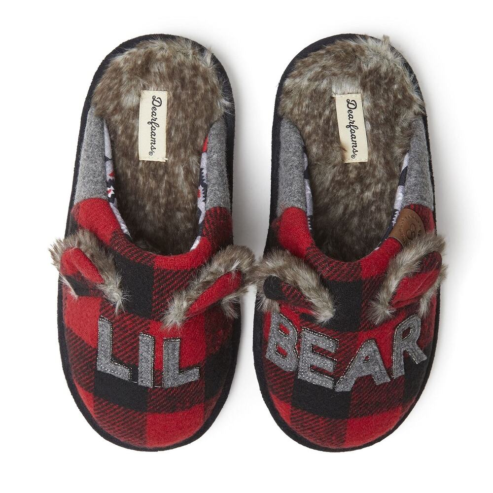 Dearfoams Kids Unisex Slipper, Lil Bear Plaid, US‎ 5-6 Toddler